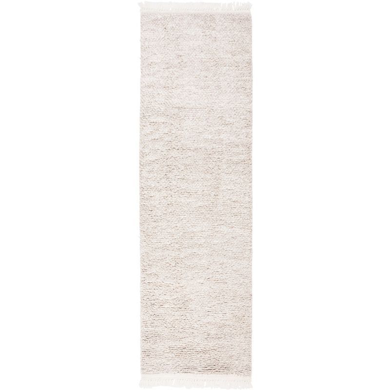 Beige Hand-Knotted Wool Shag Runner Rug 2'6" x 6'