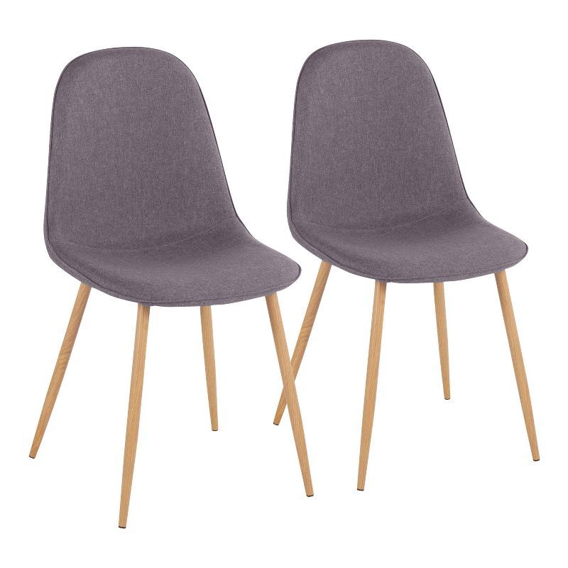 Set of 2 Charcoal Fabric and Natural Wood Side Chairs