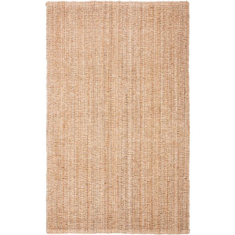 Beige 3' x 5' Handwoven Jute Area Rug