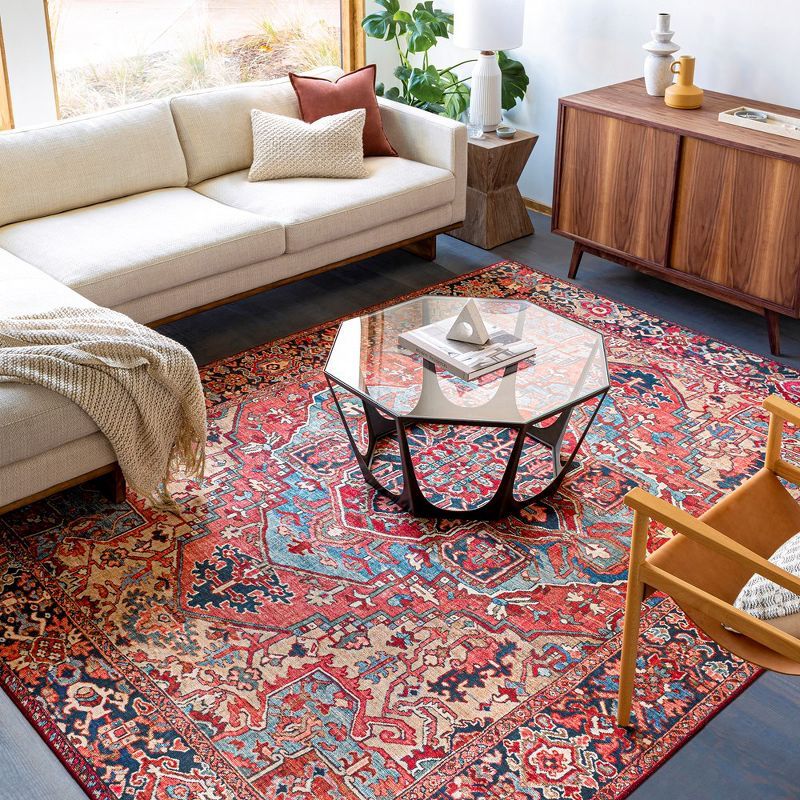 Manche 6' Square Bright Red Polypropylene Area Rug