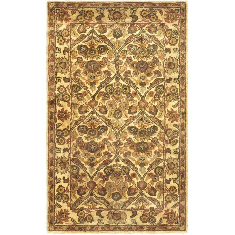 Elegant Antiquity Gold Floral Tufted Wool Area Rug, 3' x 5'