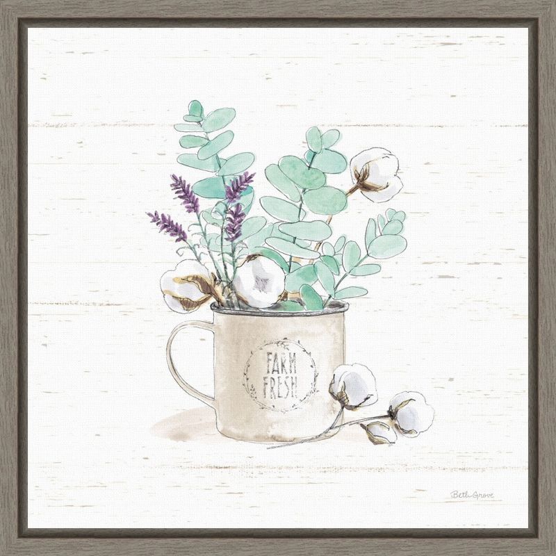 Farm Fresh Eucalyptus and Cotton Bouquet Canvas Wall Art