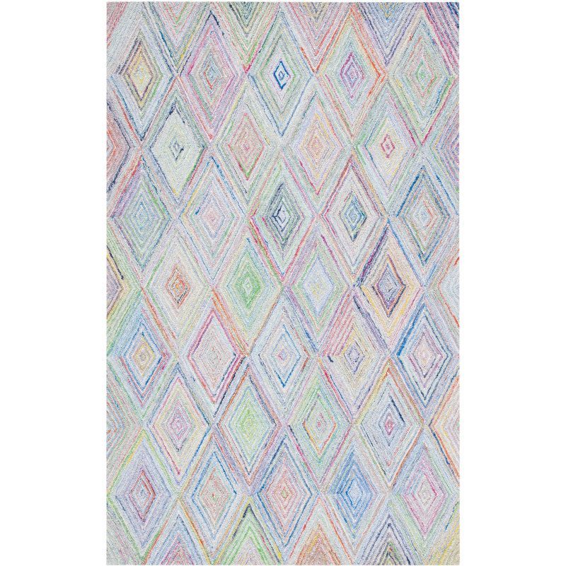 Handmade Multicolor Wool Rectangular Tufted Rug