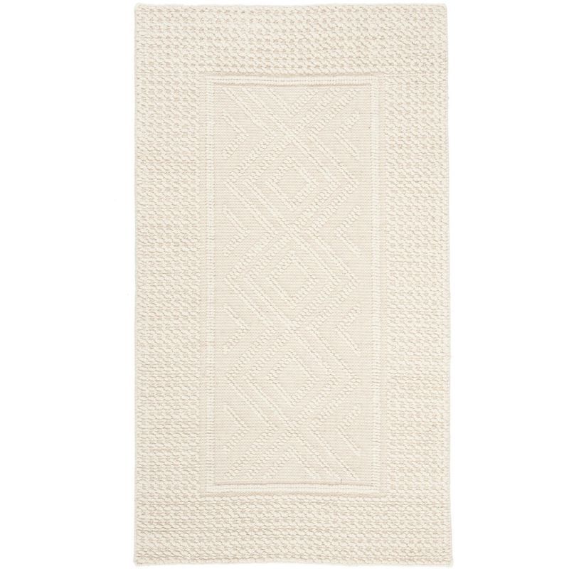 Ivory Hand-Knotted Wool Geometric Area Rug 2'3" x 4'