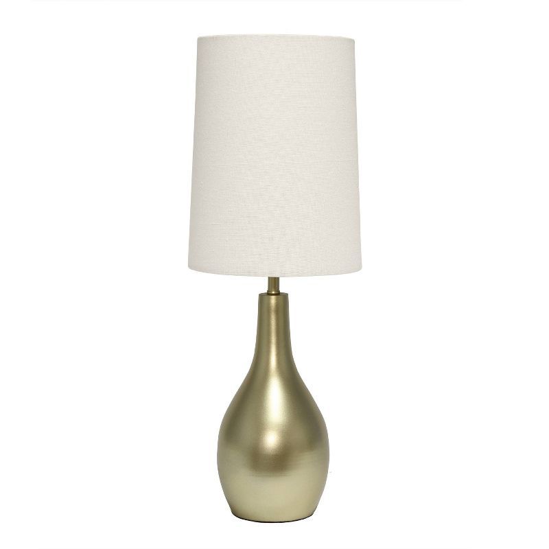 Gold Droplet Nightstand Lamp with White Empire Shade