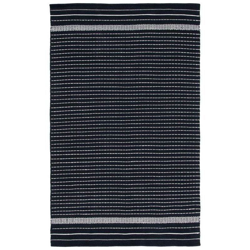 Nomadic Charm Handwoven Black Stripe Cotton Area Rug 8' x 10'