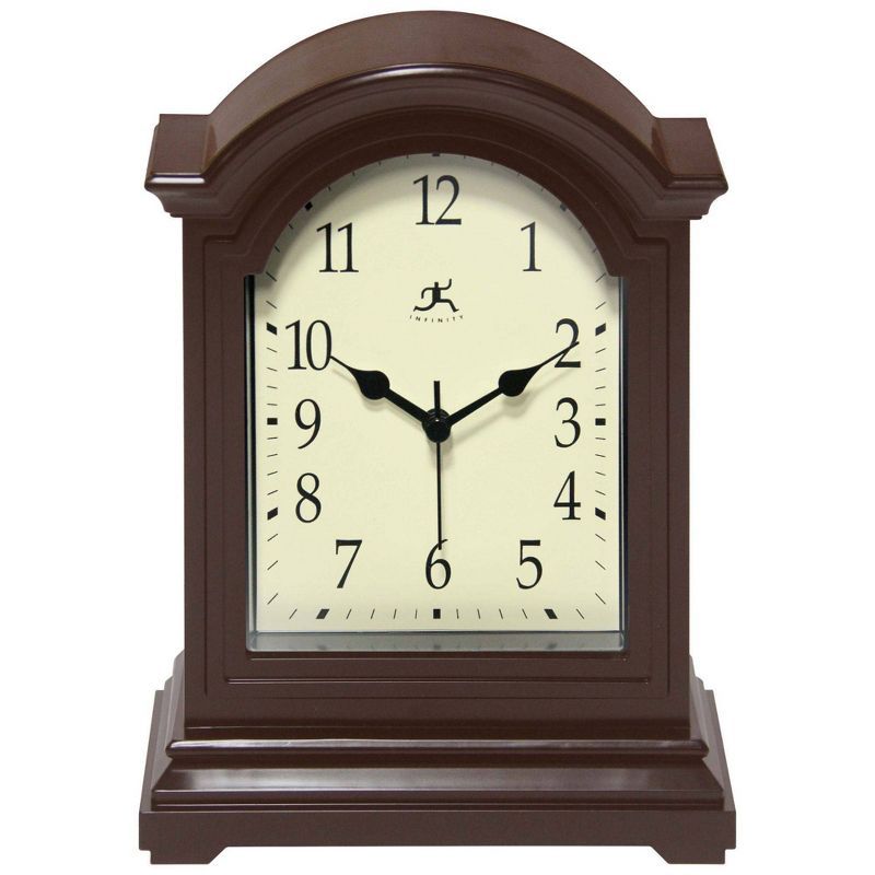 9.5" Dark Brown Quartz Grandfather-Style Tabletop Clock