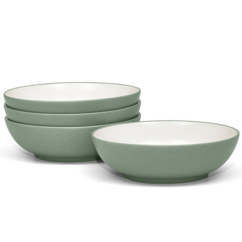 Matte Green Ceramic Soup and Cereal Bowls Set of Four