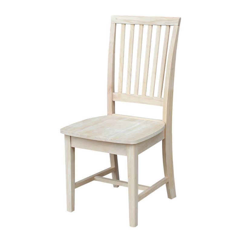 Classic Unfinished Solid Parawood High Slat Side Chair, Set of 2