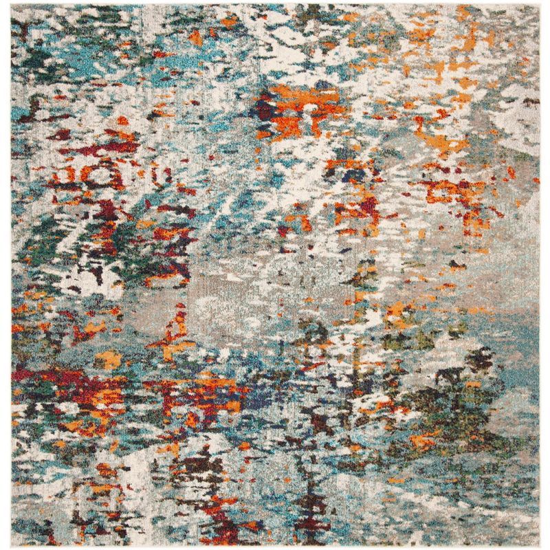 Elysian Grey-Blue 8' Square Synthetic Easy-Care Area Rug