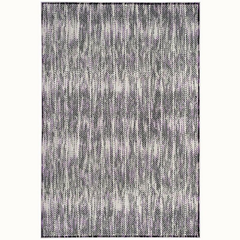 Skyler Grey and Purple Synthetic Medallion 5' x 7' Area Rug