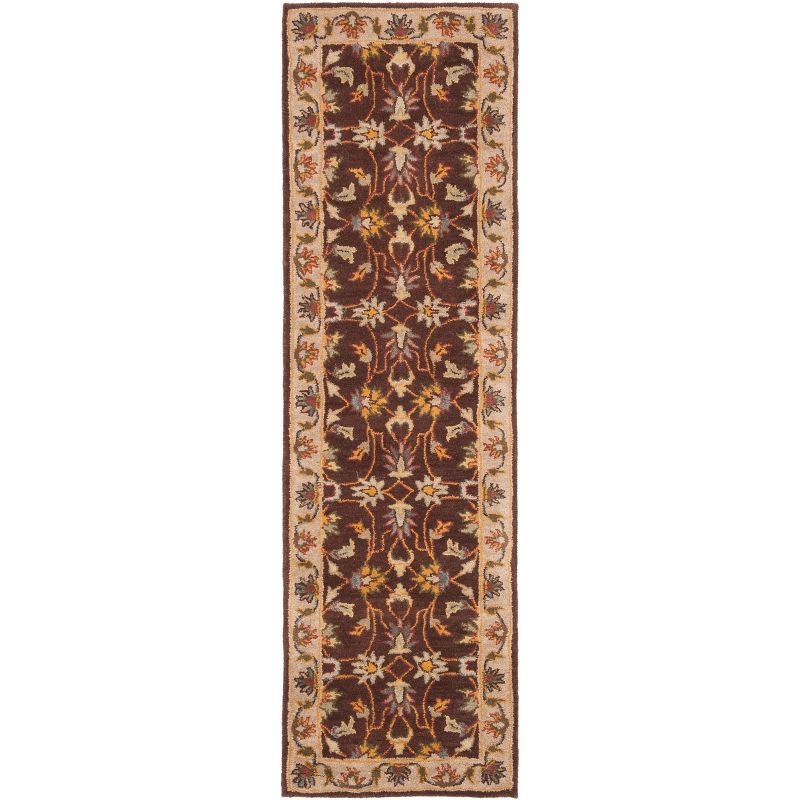Hand-Tufted Ivory and Brown Wool Runner Rug, 2'3" x 8'