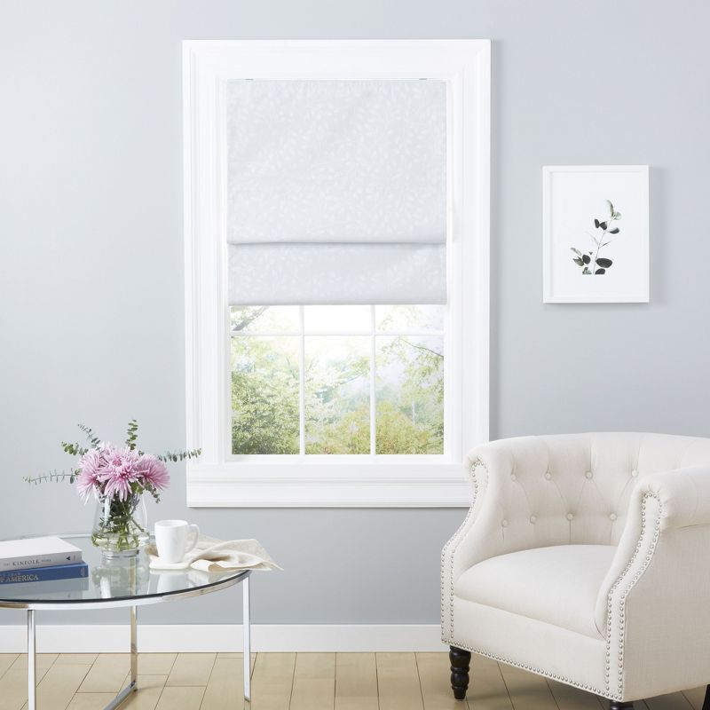 White Cordless Total Blackout Fabric Roman Shade