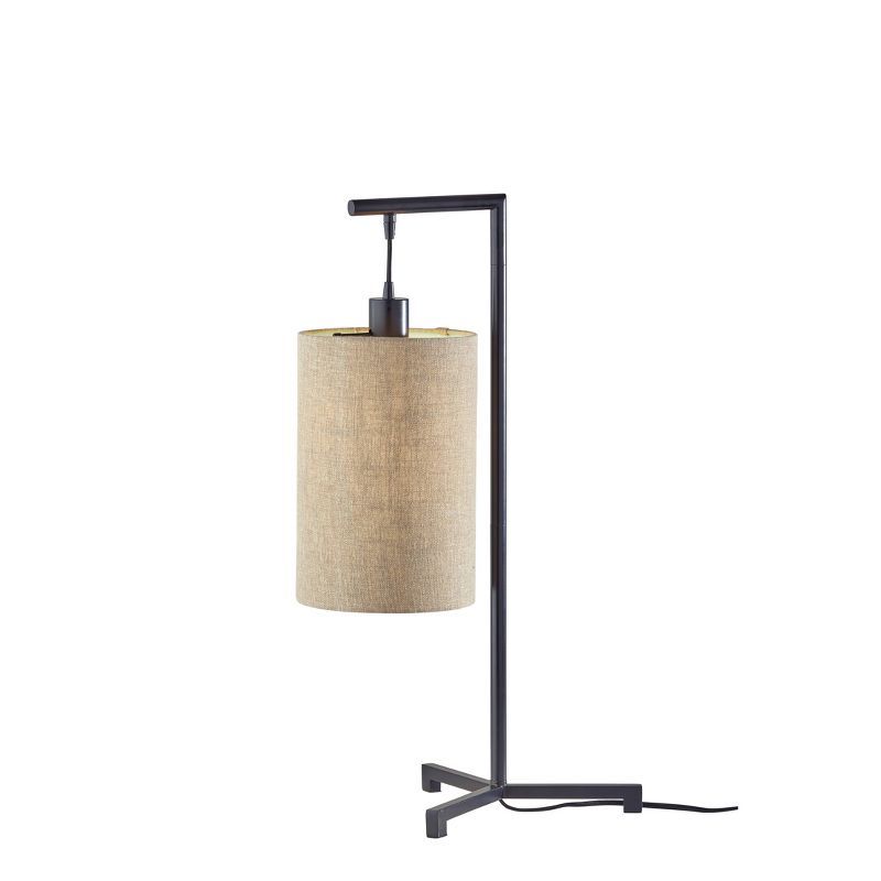 Reggie Black Metal Table Lamp with Beige Drum Shade