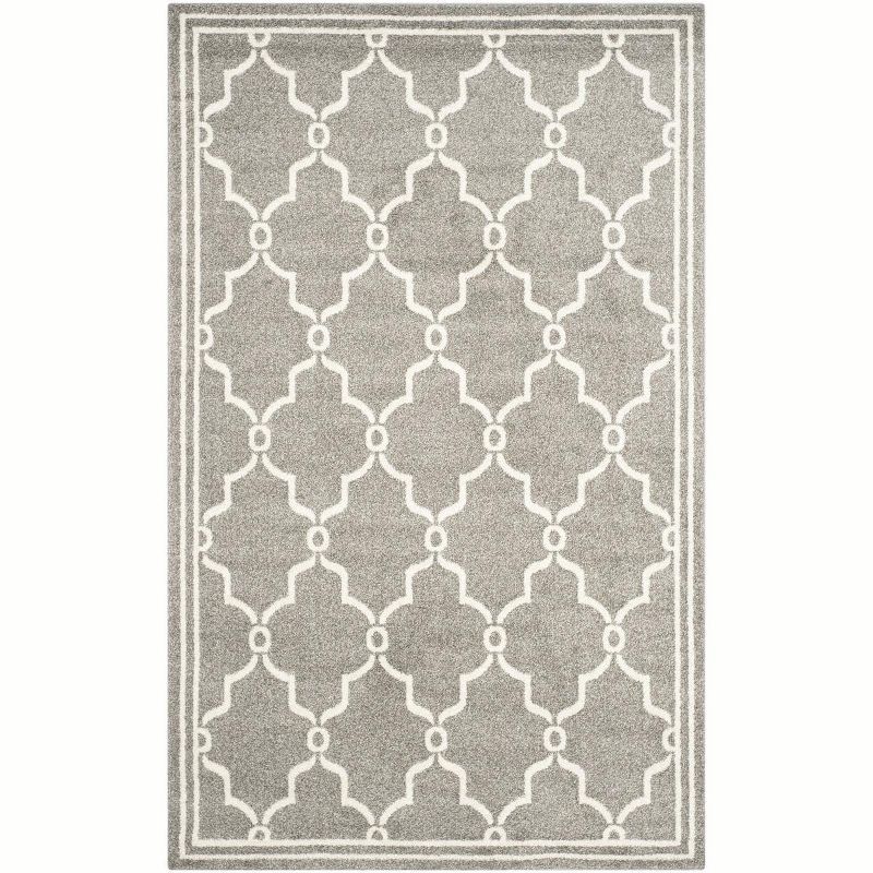 Reversible Gray Geometric Easy-Care Synthetic Area Rug, 5' x 8'