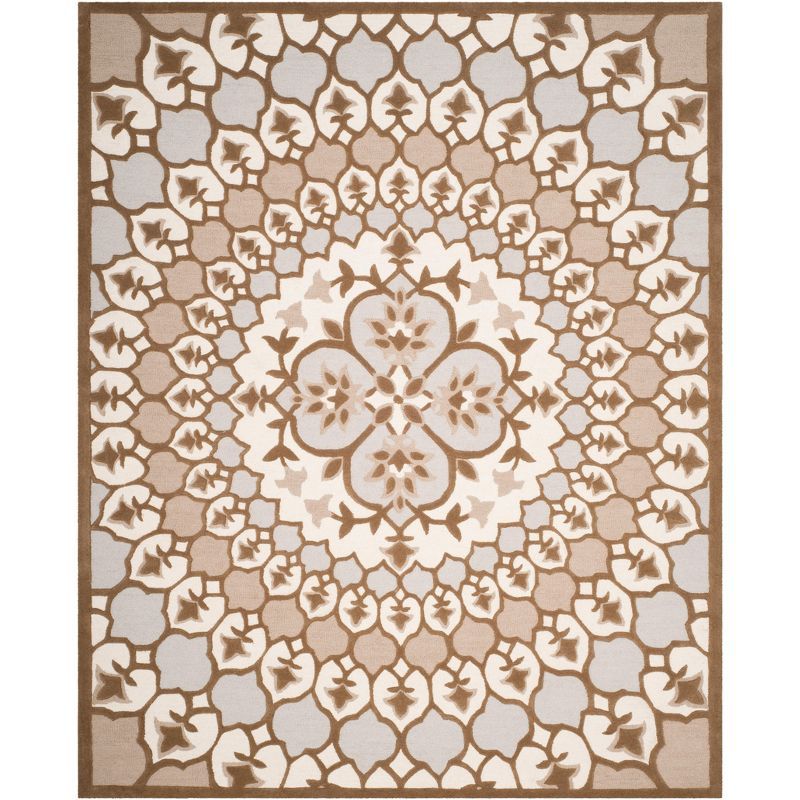 Off-White and Beige Tufted Wool 8' x 10' Area Rug