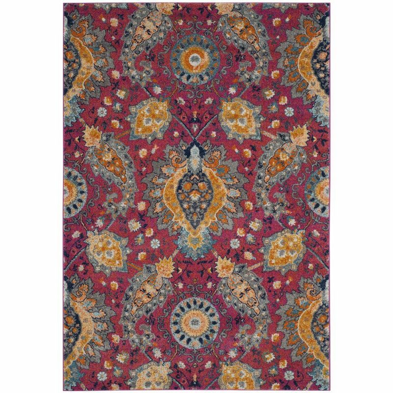 Fuchsia & Gold Reversible Synthetic 4' x 6' Easy Care Rug