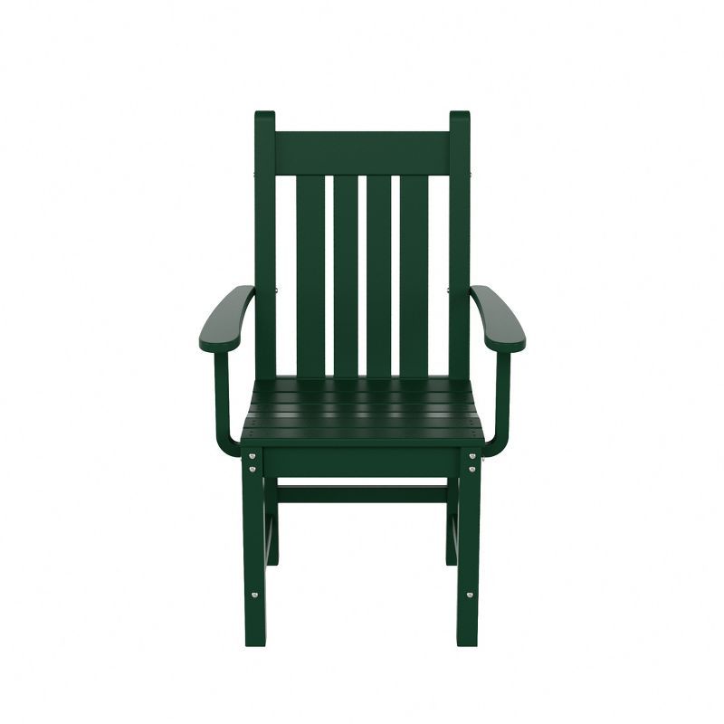 Dark Green HDPE Outdoor Dining Armchair with Fixed Arms