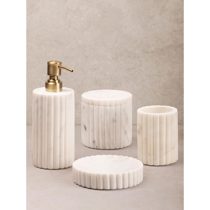 Roksana White Marble Fluted Bath Accessories Set of 4