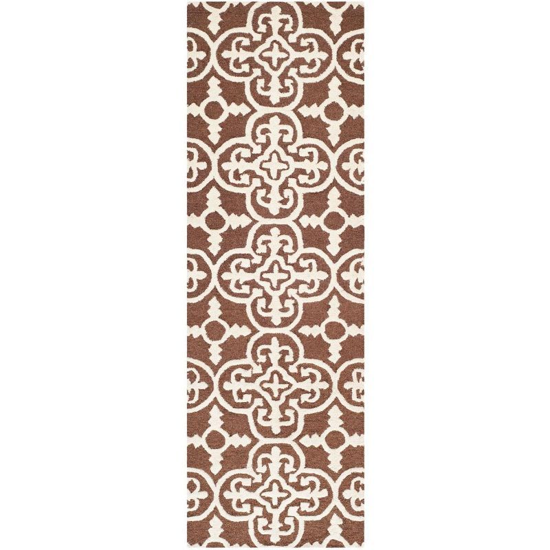 Cambridge Classic Geometric Hand-Tufted Wool Runner - Dark Brown/Ivory