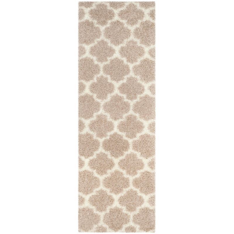 Ivory Beige High Pile Shag Area Rug 2'-3" x 7'