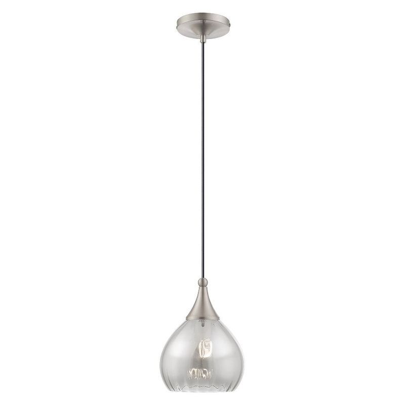 Mini Brushed Nickel LED Pendant with Smoke Glass - Indoor/Outdoor