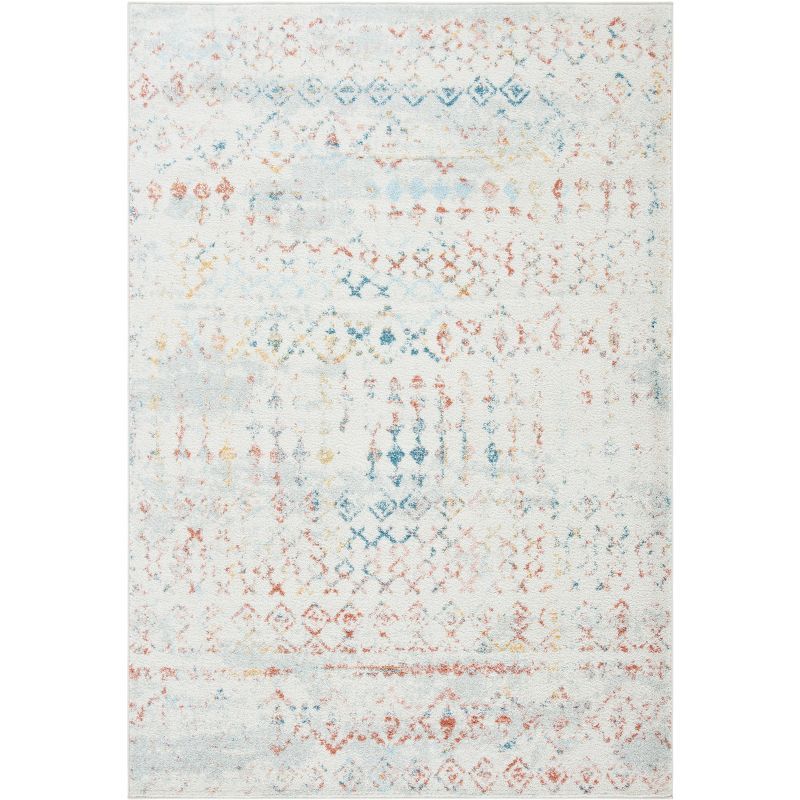 Ivory Geometric Hand-Knotted Synthetic Area Rug, 4' x 6'