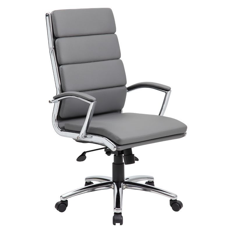 High-Back Executive Swivel Chair with Chrome Base in Gray