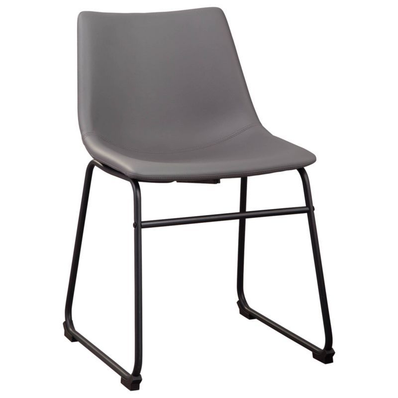 Gray Faux Leather Upholstered Metal Side Chair Set