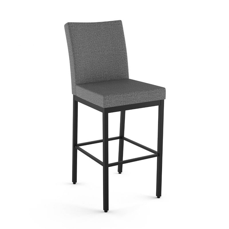 Elegant Grey Polyester Blend and Black Metal Barstool 44.5"