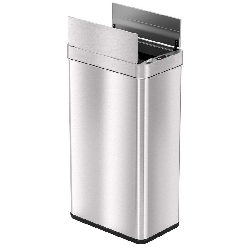 Silver Stainless Steel Touchless Motion Sensor Trash Can 18 Gallon