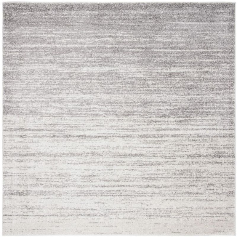 Ivory and Silver Square Low Pile Area Rug