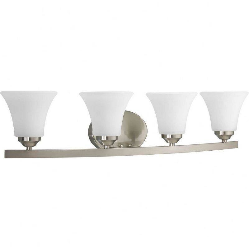 Brushed Nickel 4-Light Wall Sconce with Etched Glass Shades