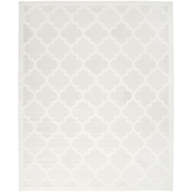 Moroccan Trellis Ivory-White 9' x 12' Easy-Care Outdoor Rug