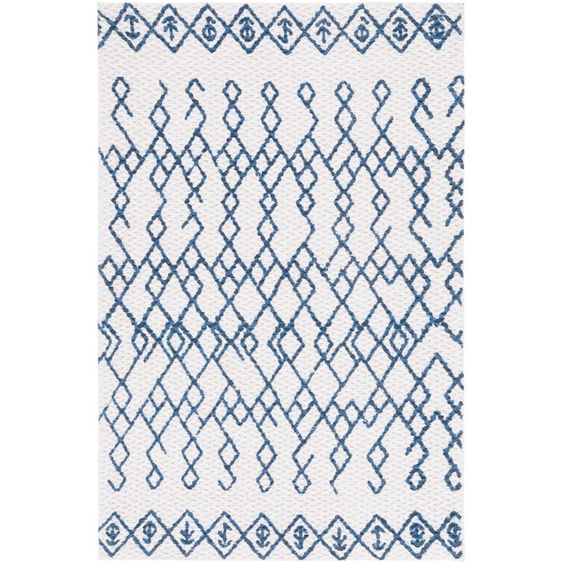 Ivory Geometric Hand-Loomed Cotton Area Rug, 2'6" x 4'