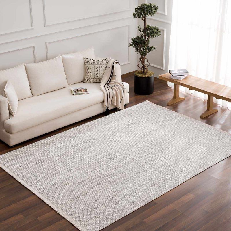 Gowan Cream Low Pile Polyester Rectangular Area Rug