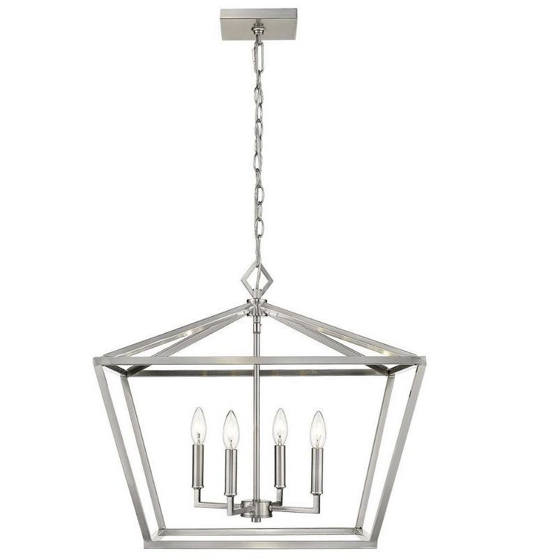 Elegant Satin Nickel 4-Light Indoor/Outdoor Geometric Pendant