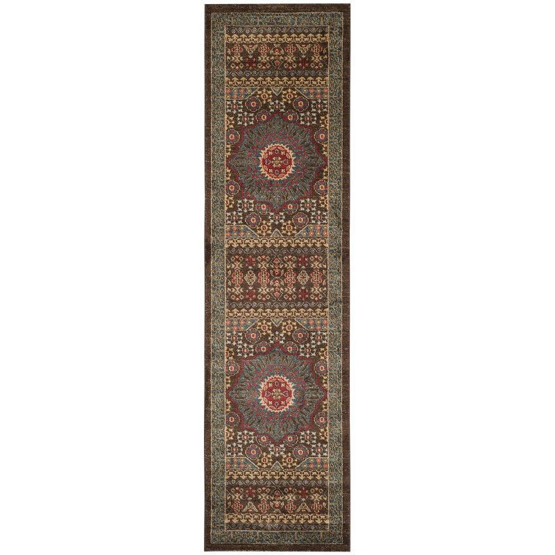 Mahal Riviera Red Synthetic 2' x 18' Washable Runner Rug