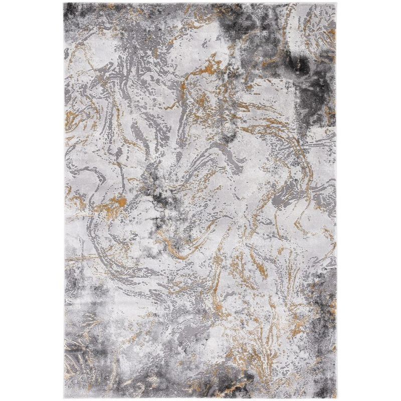 Gray Abstract Hand-knotted Round Synthetic Rug, 47 in