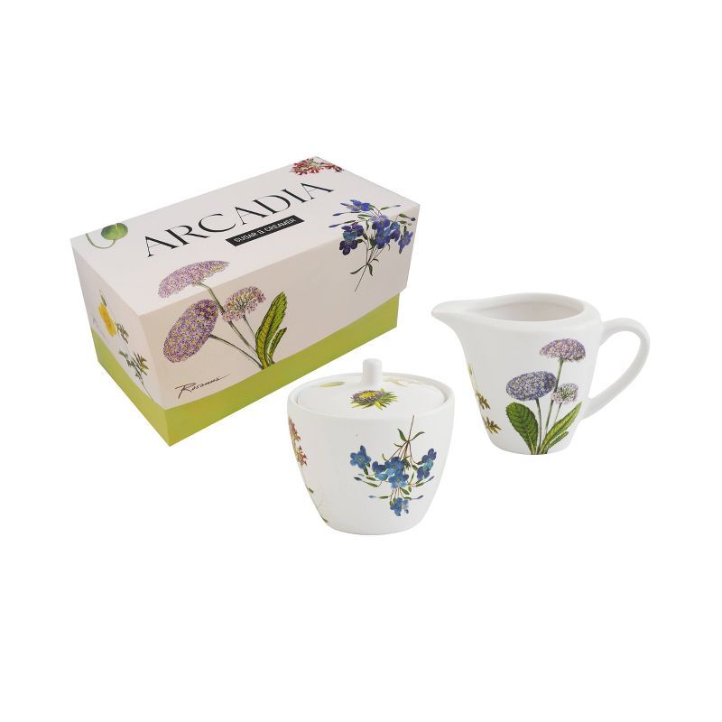 Arcadia Floral Porcelain Creamer and Sugar Bowl Set