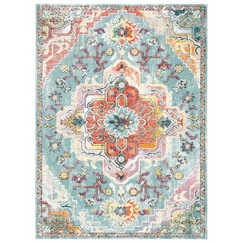 Serene Light Blue Floral 8' x 10' Synthetic Easy-Care Area Rug