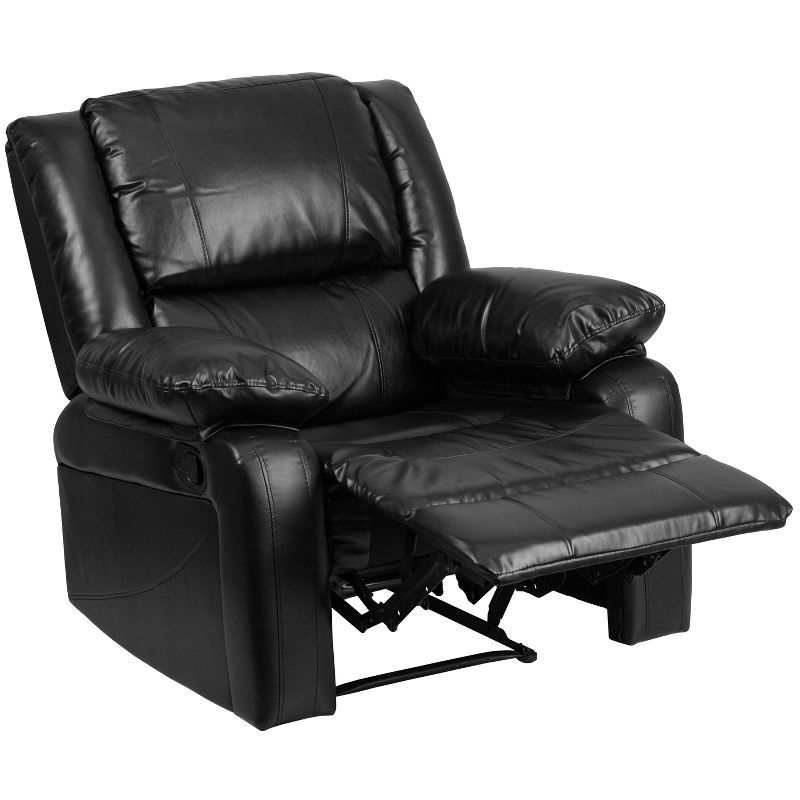 Contemporary Black LeatherSoft Metal Recliner with Plush Cushions