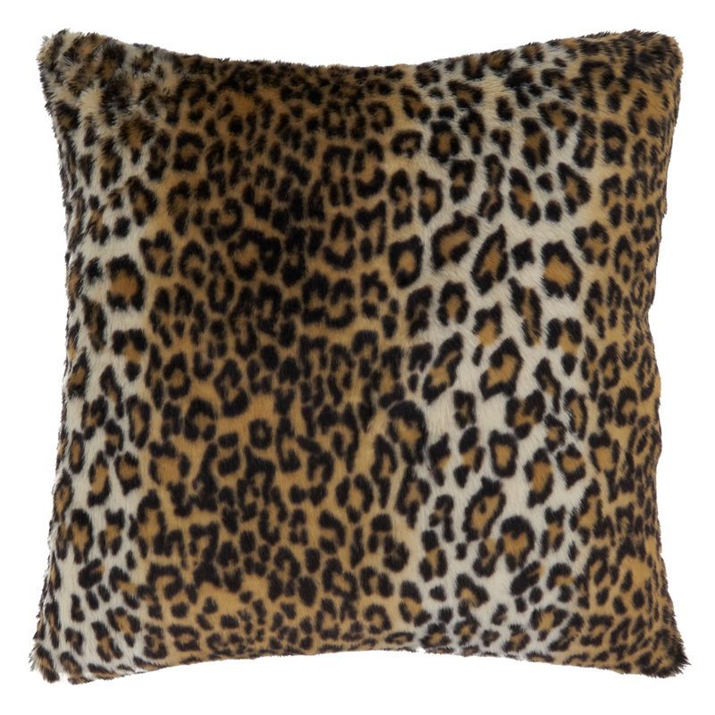 Brown Cheetah Print Faux Fur Decorative Pillow Cover