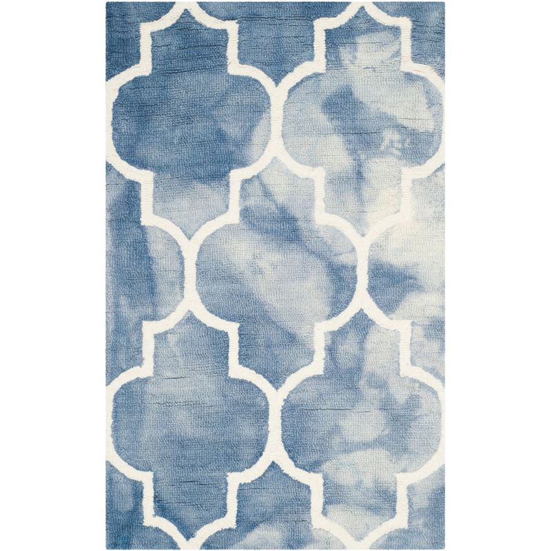 Ornate Blue Floral Hand-Tufted Wool Rug - 30" x 4"