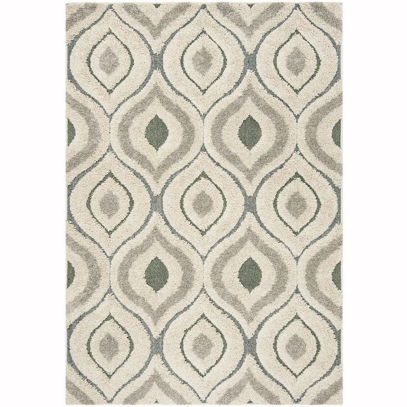 Creamy Bliss Geometric Shag Area Rug 47"x6" Hand-knotted Easy Care