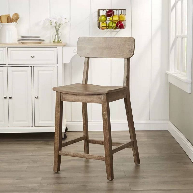 Torino Rustic Wire-Brushed 40" Gray Wood Counter Stool