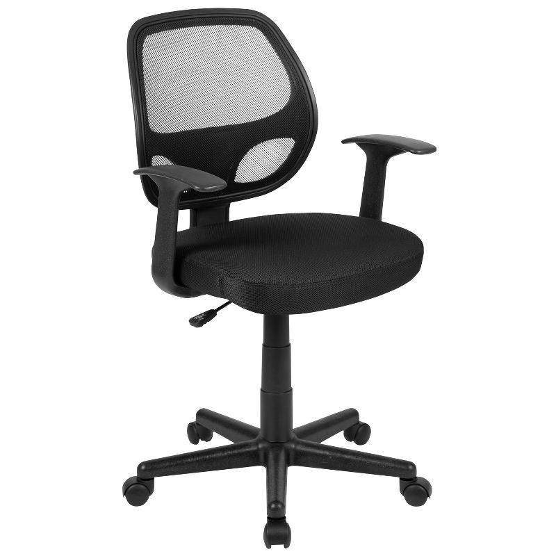 Sleek Mid-Back Black Mesh Swivel Task Chair with Lumbar Support