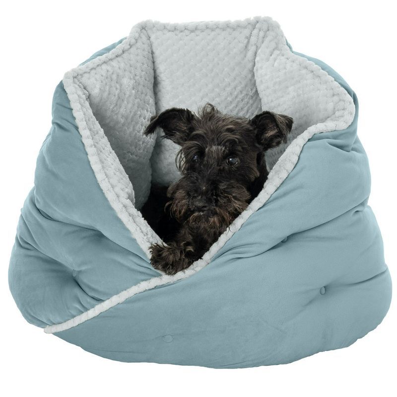 Aquamarine Medium Minky Plush & Velvet Hug Pet Bed