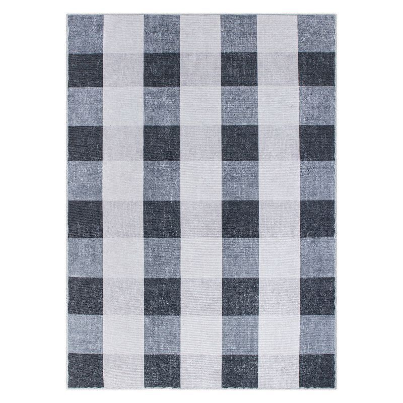 GeoSync 5'x7' Gray Geometric Flat Woven Easy-Care Rug