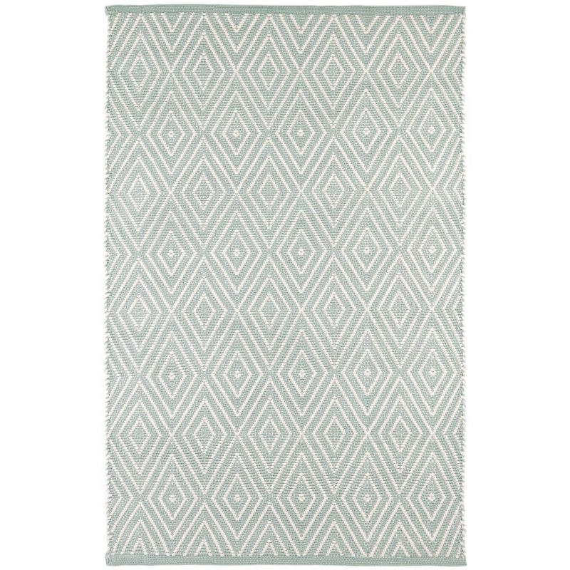 Diamond Light Blue and Ivory Synthetic Runner Rug 2.5 x 12